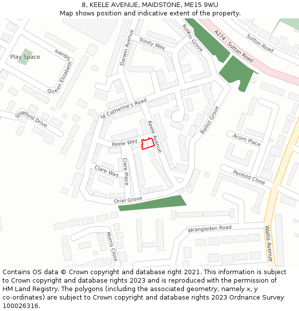 8, KEELE AVENUE, MAIDSTONE, ME15 9WU: Location map and indicative extent of plot