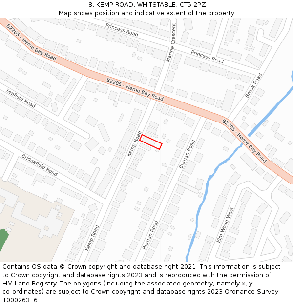 8, KEMP ROAD, WHITSTABLE, CT5 2PZ: Location map and indicative extent of plot