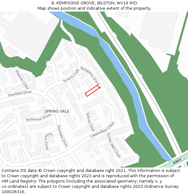 8, KEMPSONS GROVE, BILSTON, WV14 9YD: Location map and indicative extent of plot