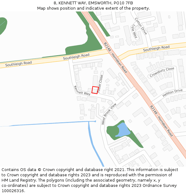 8, KENNETT WAY, EMSWORTH, PO10 7FB: Location map and indicative extent of plot