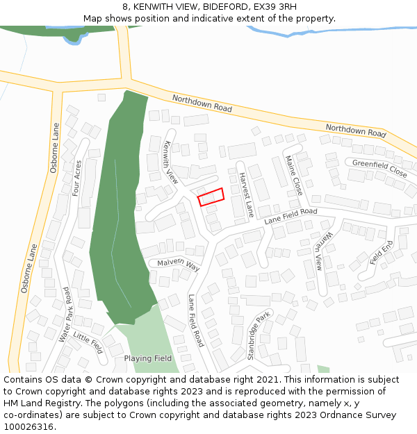 8, KENWITH VIEW, BIDEFORD, EX39 3RH: Location map and indicative extent of plot