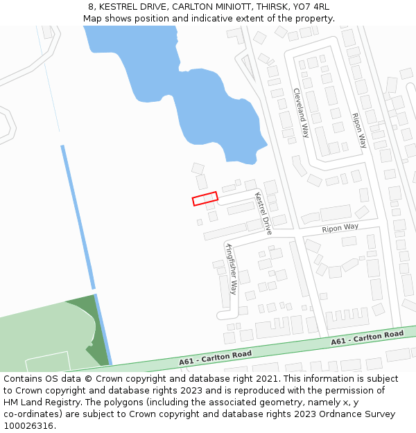 8, KESTREL DRIVE, CARLTON MINIOTT, THIRSK, YO7 4RL: Location map and indicative extent of plot