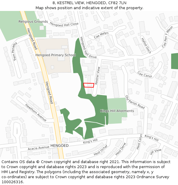 8, KESTREL VIEW, HENGOED, CF82 7LN: Location map and indicative extent of plot