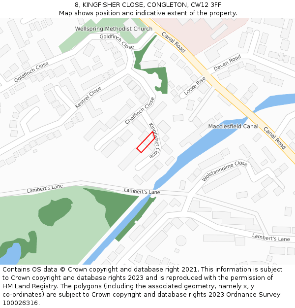 8, KINGFISHER CLOSE, CONGLETON, CW12 3FF: Location map and indicative extent of plot