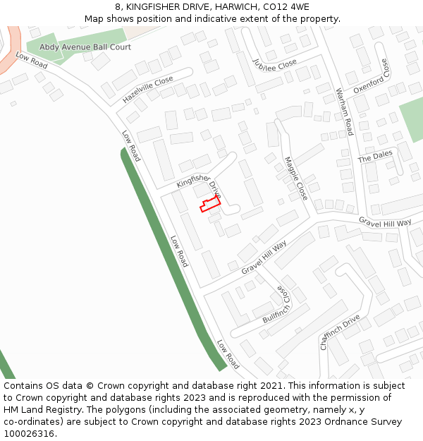 8, KINGFISHER DRIVE, HARWICH, CO12 4WE: Location map and indicative extent of plot