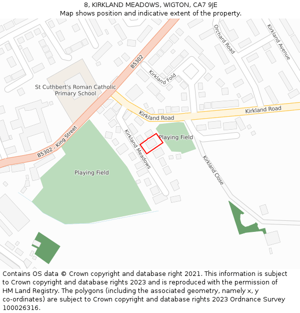 8, KIRKLAND MEADOWS, WIGTON, CA7 9JE: Location map and indicative extent of plot