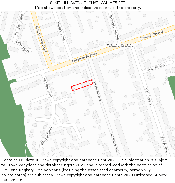 8, KIT HILL AVENUE, CHATHAM, ME5 9ET: Location map and indicative extent of plot