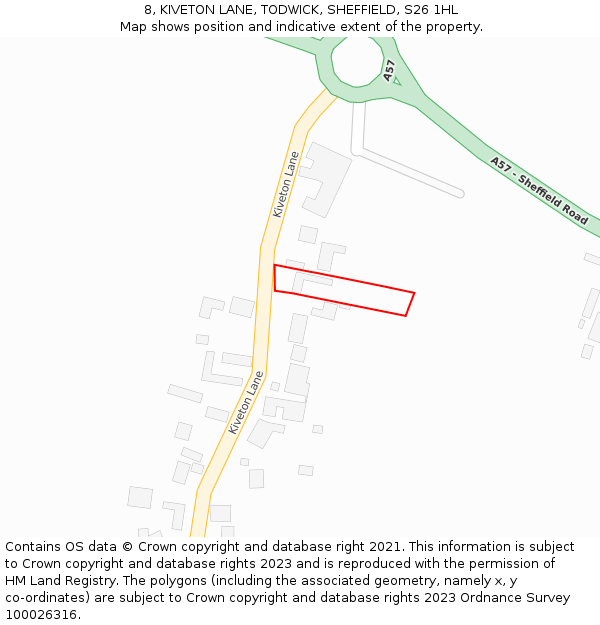 8, KIVETON LANE, TODWICK, SHEFFIELD, S26 1HL: Location map and indicative extent of plot