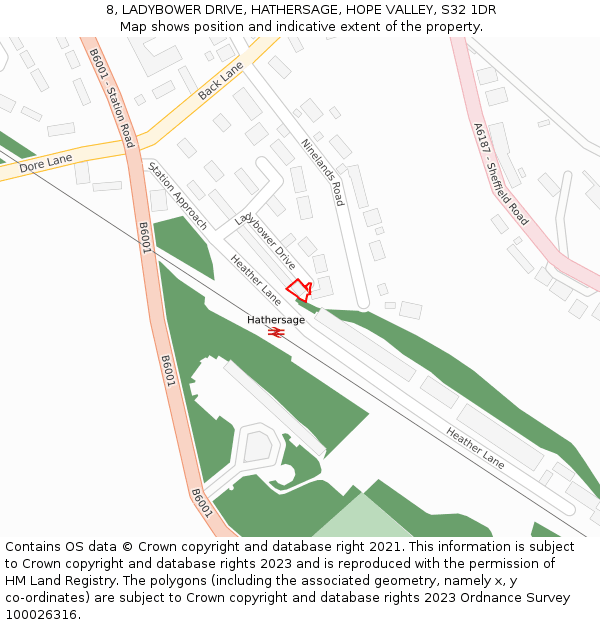 8, LADYBOWER DRIVE, HATHERSAGE, HOPE VALLEY, S32 1DR: Location map and indicative extent of plot