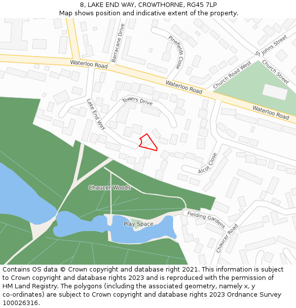 8, LAKE END WAY, CROWTHORNE, RG45 7LP: Location map and indicative extent of plot