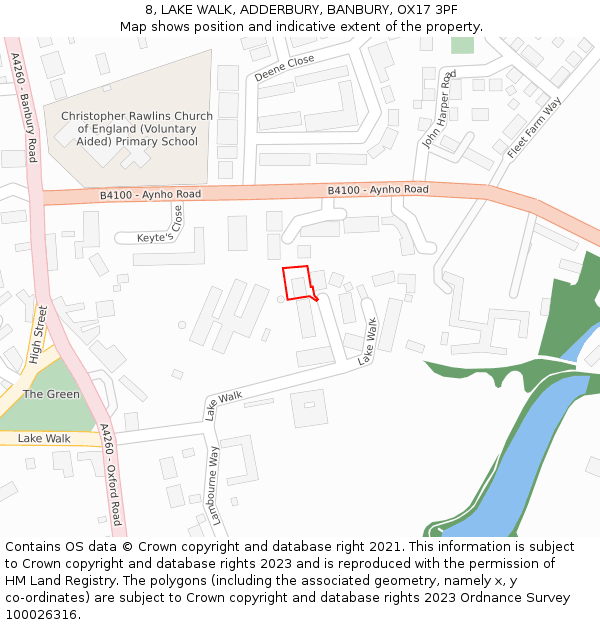 8, LAKE WALK, ADDERBURY, BANBURY, OX17 3PF: Location map and indicative extent of plot