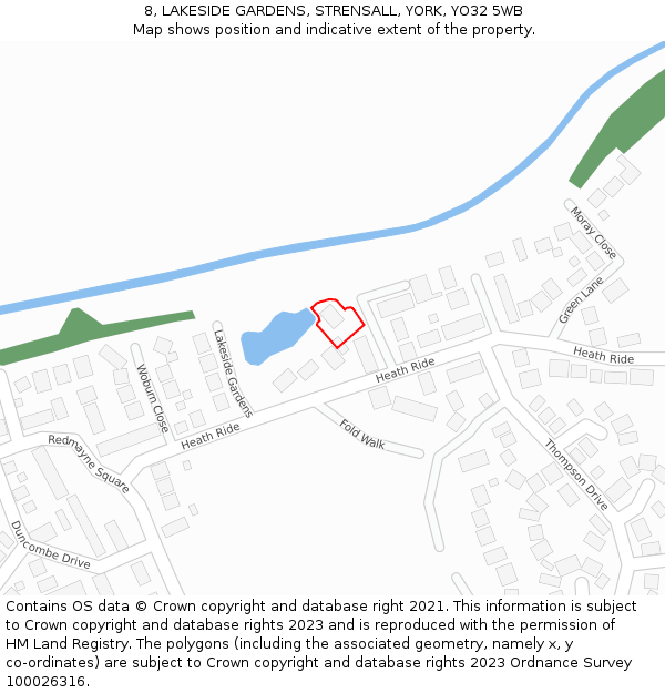 8, LAKESIDE GARDENS, STRENSALL, YORK, YO32 5WB: Location map and indicative extent of plot