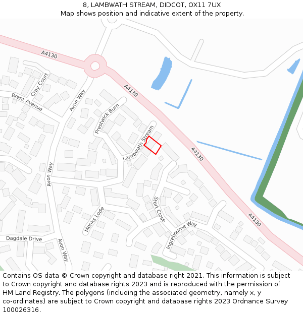 8, LAMBWATH STREAM, DIDCOT, OX11 7UX: Location map and indicative extent of plot