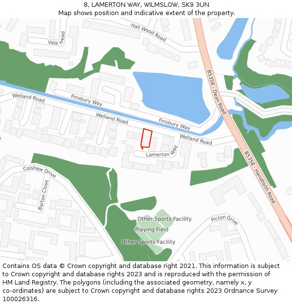 8, LAMERTON WAY, WILMSLOW, SK9 3UN: Location map and indicative extent of plot