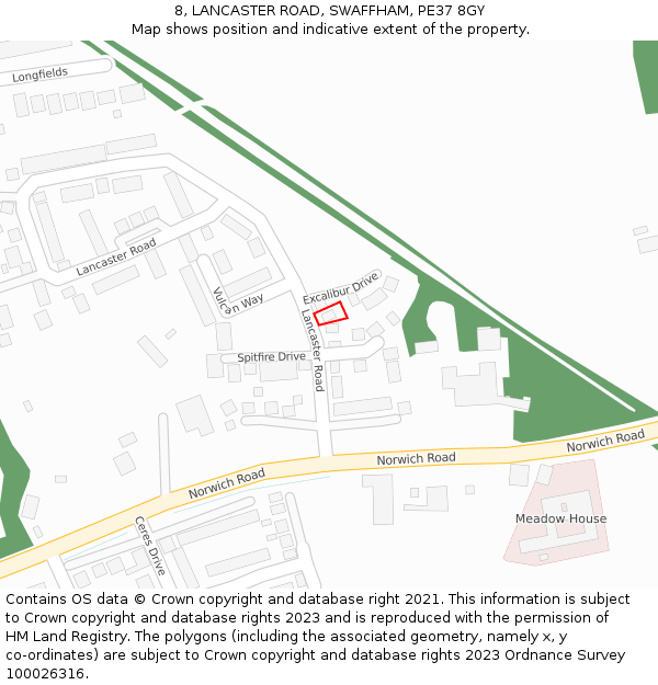 8, LANCASTER ROAD, SWAFFHAM, PE37 8GY: Location map and indicative extent of plot