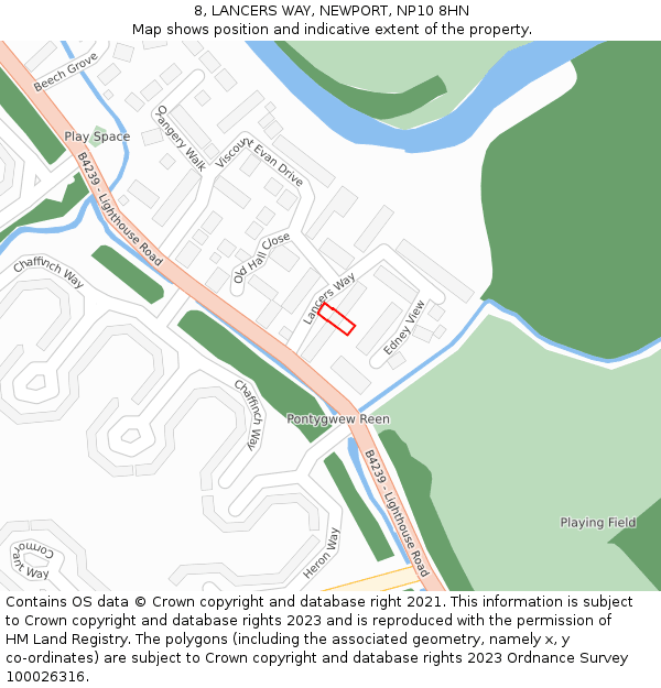 8, LANCERS WAY, NEWPORT, NP10 8HN: Location map and indicative extent of plot