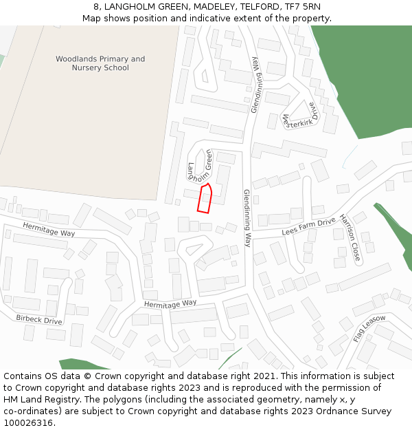 8, LANGHOLM GREEN, MADELEY, TELFORD, TF7 5RN: Location map and indicative extent of plot