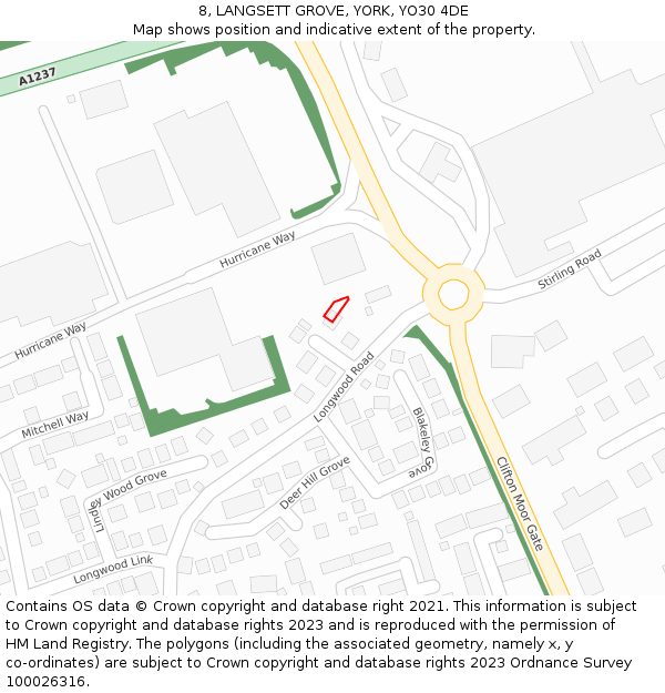 8, LANGSETT GROVE, YORK, YO30 4DE: Location map and indicative extent of plot