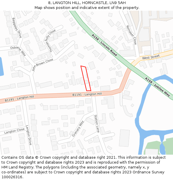 8, LANGTON HILL, HORNCASTLE, LN9 5AH: Location map and indicative extent of plot