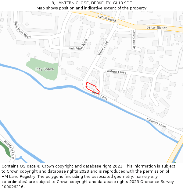 8, LANTERN CLOSE, BERKELEY, GL13 9DE: Location map and indicative extent of plot