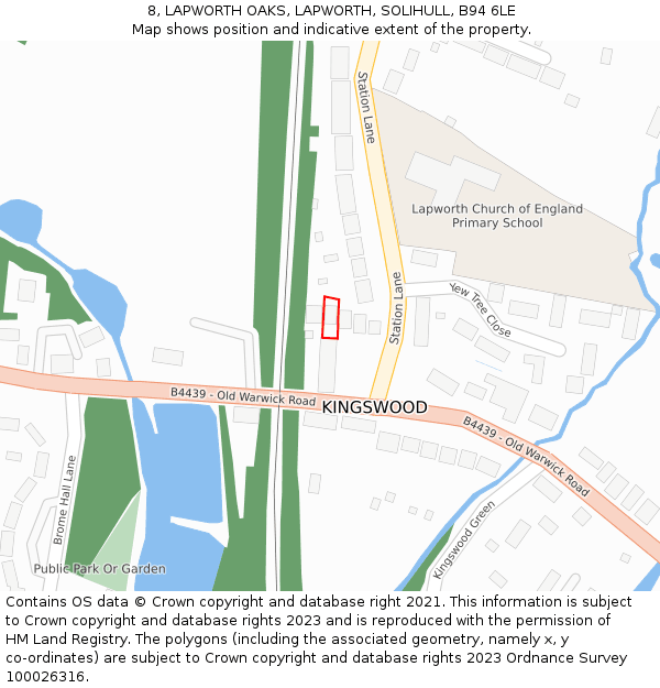 8, LAPWORTH OAKS, LAPWORTH, SOLIHULL, B94 6LE: Location map and indicative extent of plot