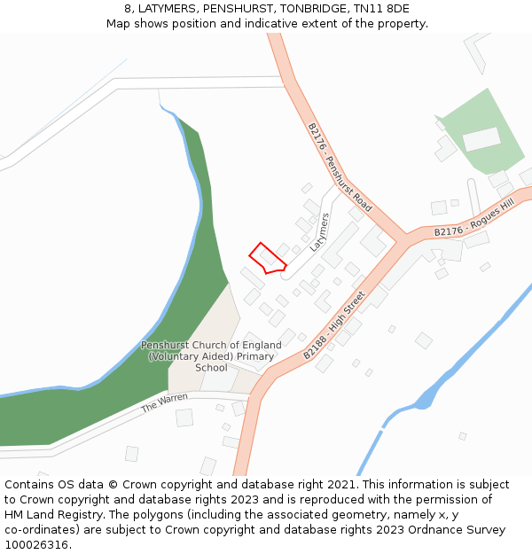 8, LATYMERS, PENSHURST, TONBRIDGE, TN11 8DE: Location map and indicative extent of plot