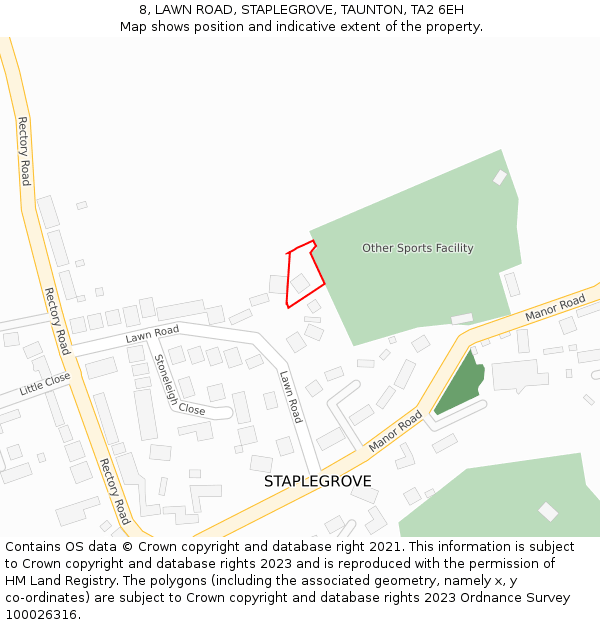 8, LAWN ROAD, STAPLEGROVE, TAUNTON, TA2 6EH: Location map and indicative extent of plot