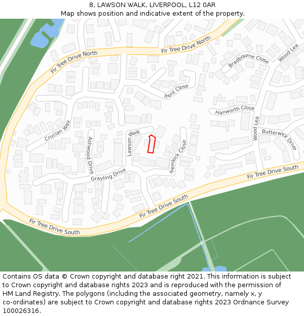 8, LAWSON WALK, LIVERPOOL, L12 0AR: Location map and indicative extent of plot