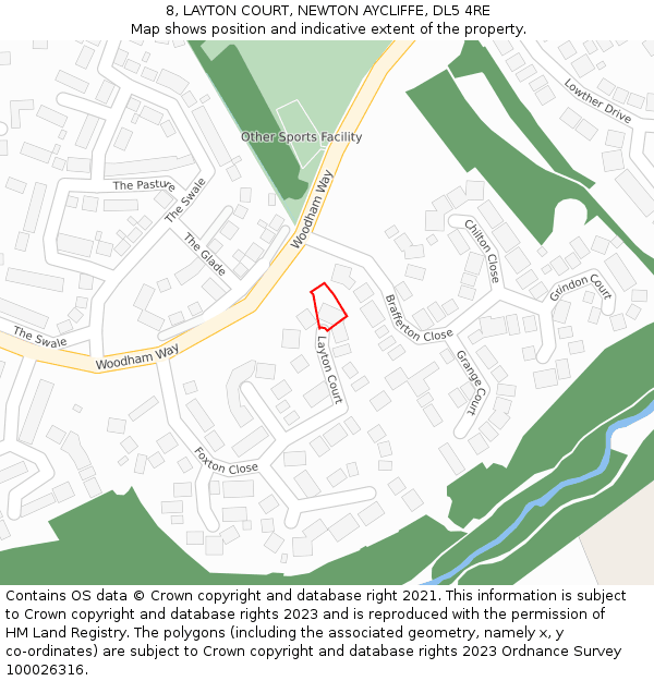 8, LAYTON COURT, NEWTON AYCLIFFE, DL5 4RE: Location map and indicative extent of plot