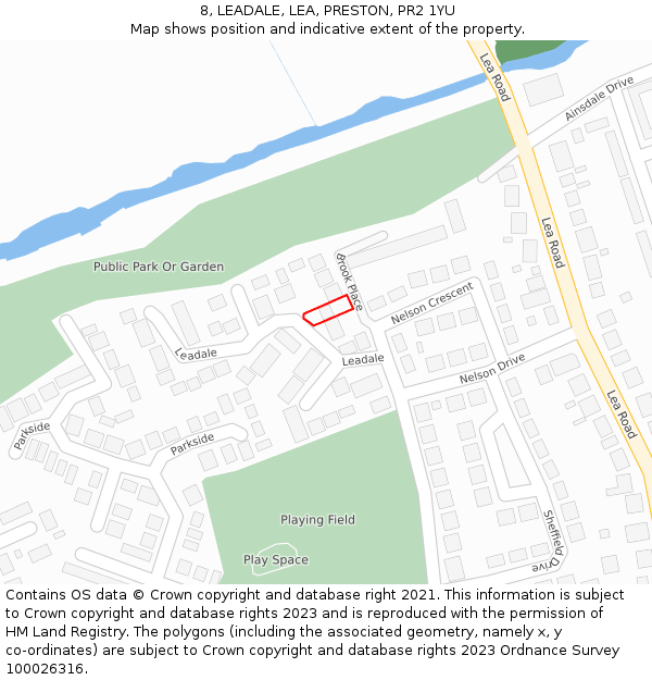 8, LEADALE, LEA, PRESTON, PR2 1YU: Location map and indicative extent of plot