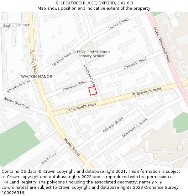 8, LECKFORD PLACE, OXFORD, OX2 6JB: Location map and indicative extent of plot