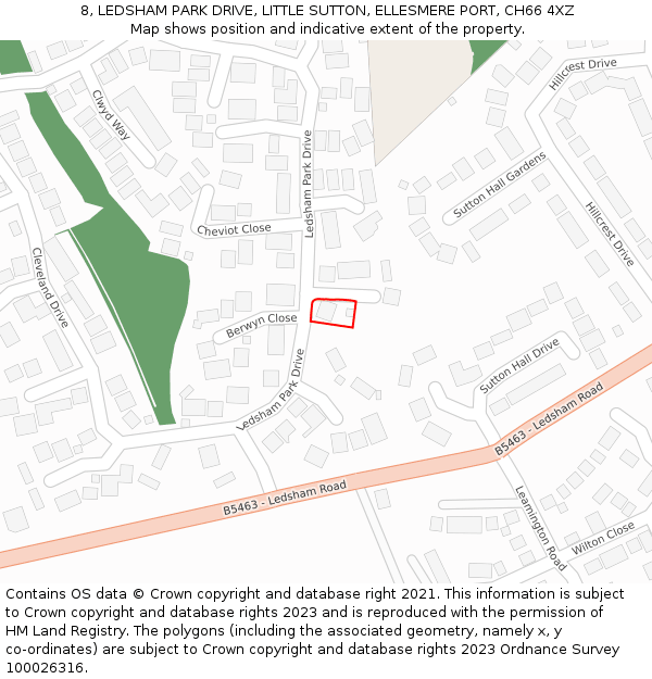 8, LEDSHAM PARK DRIVE, LITTLE SUTTON, ELLESMERE PORT, CH66 4XZ: Location map and indicative extent of plot