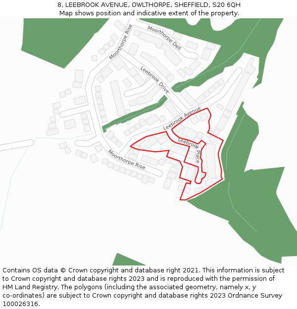 8, LEEBROOK AVENUE, OWLTHORPE, SHEFFIELD, S20 6QH: Location map and indicative extent of plot