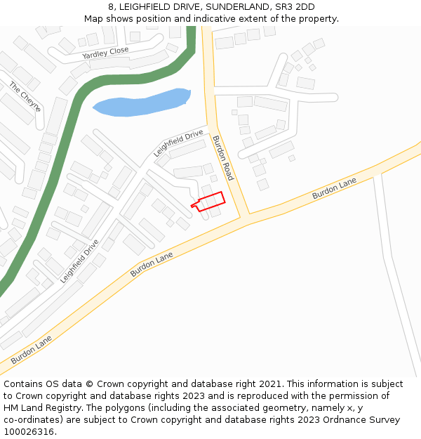8, LEIGHFIELD DRIVE, SUNDERLAND, SR3 2DD: Location map and indicative extent of plot