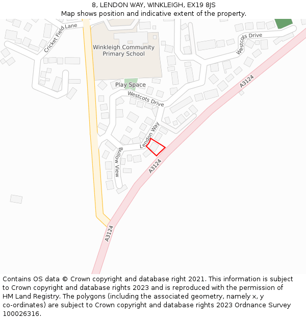 8, LENDON WAY, WINKLEIGH, EX19 8JS: Location map and indicative extent of plot