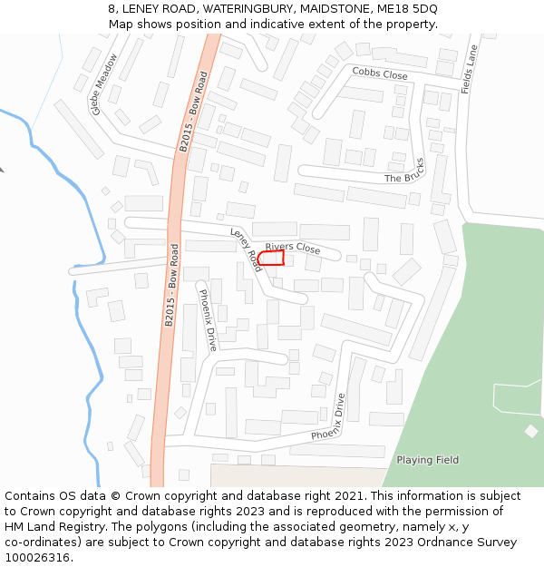 8, LENEY ROAD, WATERINGBURY, MAIDSTONE, ME18 5DQ: Location map and indicative extent of plot