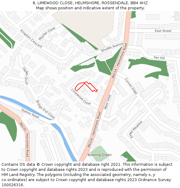 8, LIMEWOOD CLOSE, HELMSHORE, ROSSENDALE, BB4 4HZ: Location map and indicative extent of plot