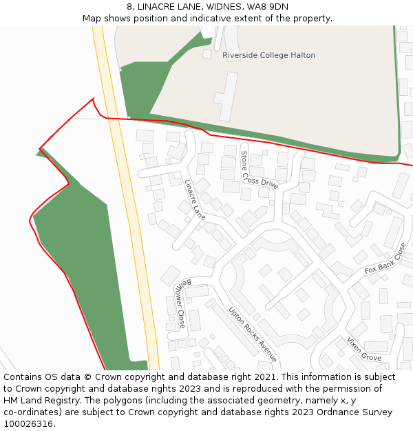 8, LINACRE LANE, WIDNES, WA8 9DN: Location map and indicative extent of plot