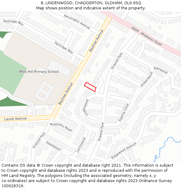 8, LINDENWOOD, CHADDERTON, OLDHAM, OL9 9SQ: Location map and indicative extent of plot