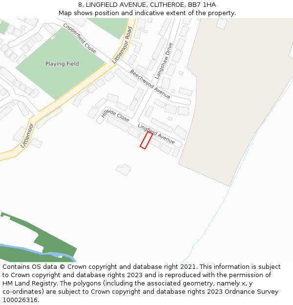 8, LINGFIELD AVENUE, CLITHEROE, BB7 1HA: Location map and indicative extent of plot