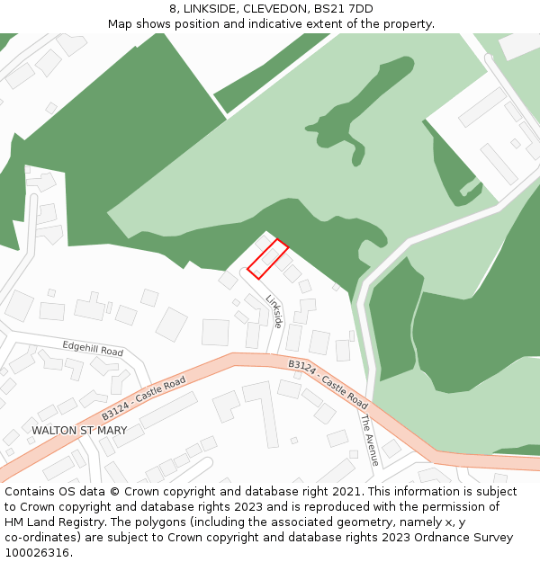 8, LINKSIDE, CLEVEDON, BS21 7DD: Location map and indicative extent of plot