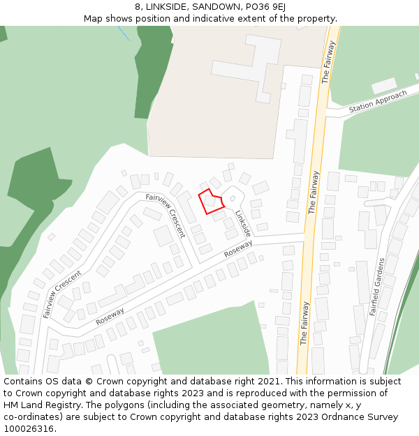 8, LINKSIDE, SANDOWN, PO36 9EJ: Location map and indicative extent of plot