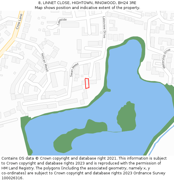 8, LINNET CLOSE, HIGHTOWN, RINGWOOD, BH24 3RE: Location map and indicative extent of plot