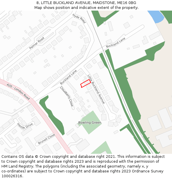 8, LITTLE BUCKLAND AVENUE, MAIDSTONE, ME16 0BG: Location map and indicative extent of plot