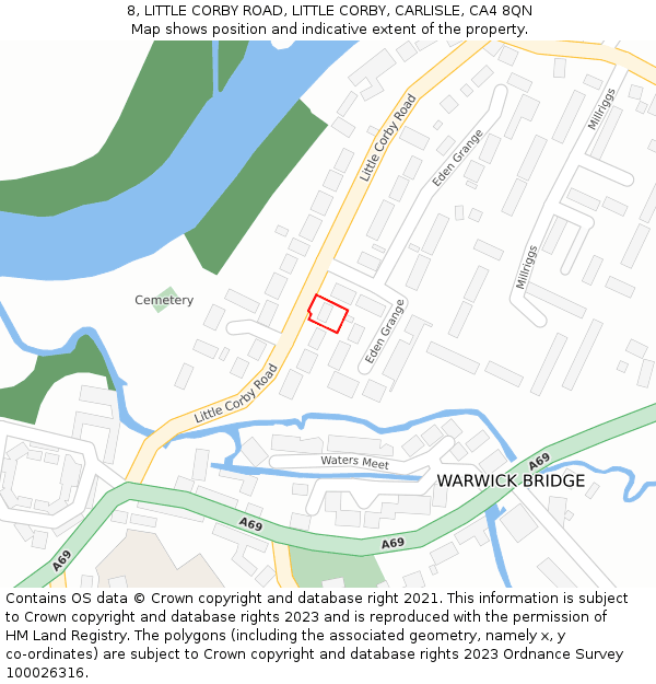 8, LITTLE CORBY ROAD, LITTLE CORBY, CARLISLE, CA4 8QN: Location map and indicative extent of plot