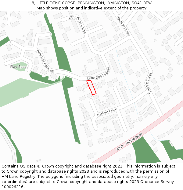 8, LITTLE DENE COPSE, PENNINGTON, LYMINGTON, SO41 8EW: Location map and indicative extent of plot