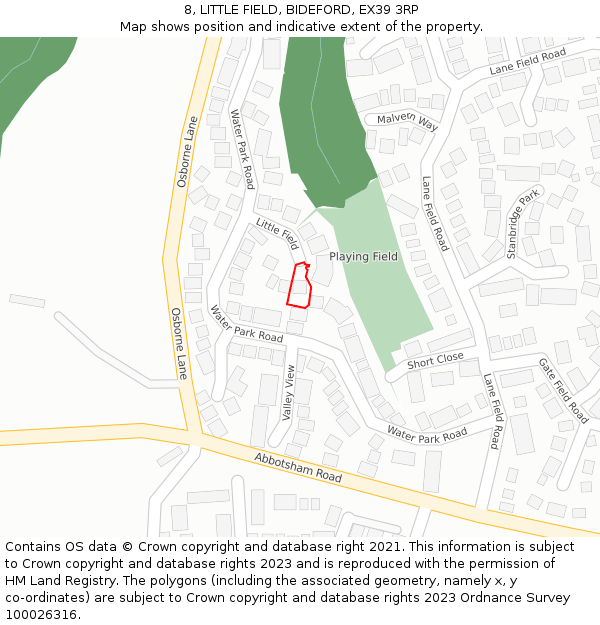 8, LITTLE FIELD, BIDEFORD, EX39 3RP: Location map and indicative extent of plot