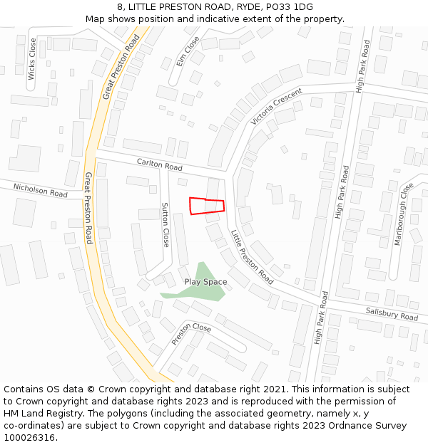 8, LITTLE PRESTON ROAD, RYDE, PO33 1DG: Location map and indicative extent of plot