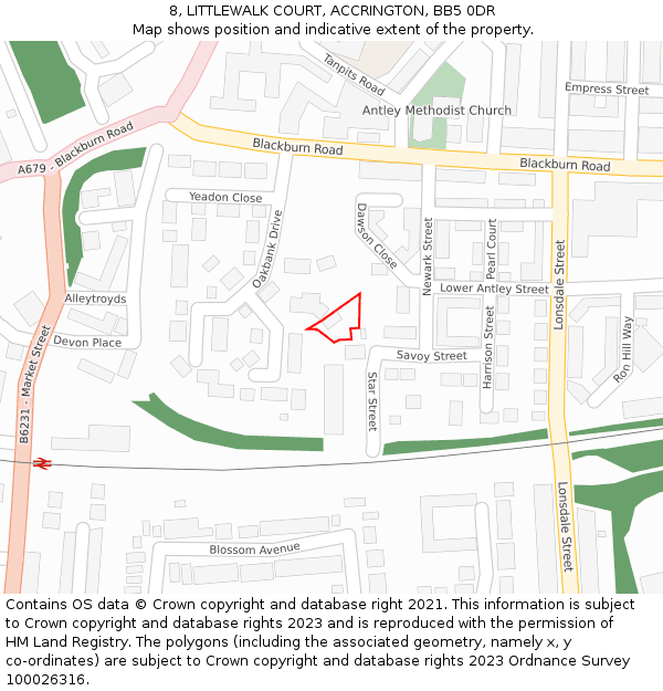 8, LITTLEWALK COURT, ACCRINGTON, BB5 0DR: Location map and indicative extent of plot