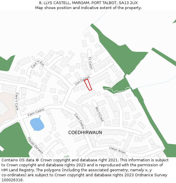 8, LLYS CASTELL, MARGAM, PORT TALBOT, SA13 2UX: Location map and indicative extent of plot